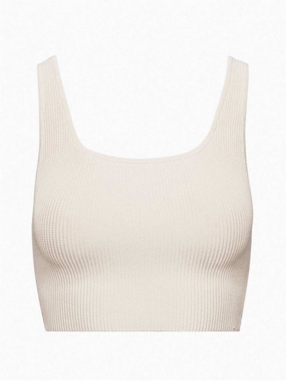 Aritzia Babaton Sculpt Knit Squareneck Cropped Tank - Matte Pearl Cream Rib Top